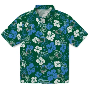 Tulane Green Wave Hawaiian Shirt - Tropical Floral Pattern