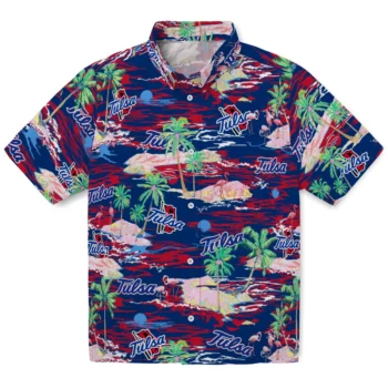 Tulsa Golden Hurricane Hawaiian Shirt - Tropical Palms