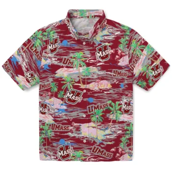 UMass Minutemen Hawaiian Shirt - Tropical Palms