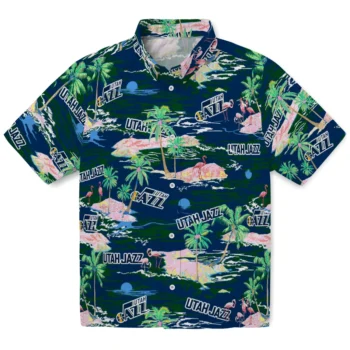 Utah Jazz Hawaiian Shirt - Tropical Palms