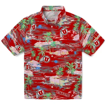 Utah Utes Hawaiian Shirt - Tropical Palms