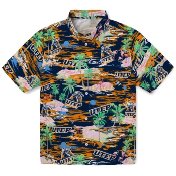 UTEP Miners Hawaiian Shirt - Tropical Palms