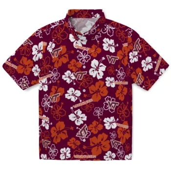 Virginia Tech Hokies Hawaiian Shirt - Tropical Floral Pattern