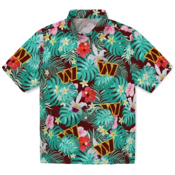 Washington Commanders Hawaiian Shirt Custom Hibiscus Blossoms Burgundy Best Selling