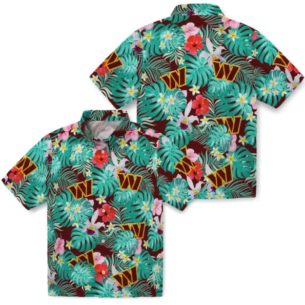 Washington Commanders Hawaiian Shirt Custom Hibiscus Blossoms Burgundy High Quality Washington Commanders Hawaiian Shirt Custom Hibiscus Blossoms Burgundy High Quality