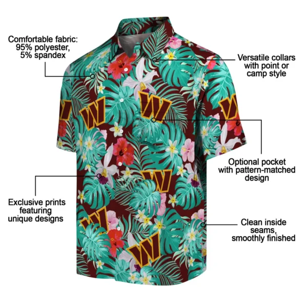 Washington Commanders Hawaiian Shirt Custom Hibiscus Blossoms Burgundy New Arrival Washington Commanders Hawaiian Shirt Custom Hibiscus Blossoms Burgundy New Arrival