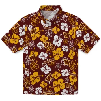 Washington Commanders Hawaiian Shirt - Tropical Floral Pattern