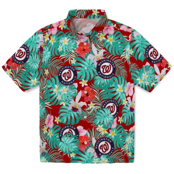 Washington Nationals Hawaiian Shirt Custom Hibiscus Blossoms Red Best Selling Washington Nationals Hawaiian Shirt Custom Hibiscus Blossoms Red Best Selling