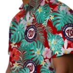 Washington Nationals Hawaiian Shirt Custom Hibiscus Blossoms Red Best Selling