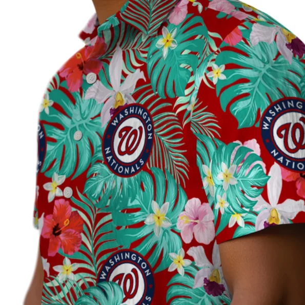 Washington Nationals Hawaiian Shirt Custom Hibiscus Blossoms Red Trendy Washington Nationals Hawaiian Shirt Custom Hibiscus Blossoms Red Trendy