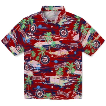 Washington Nationals Hawaiian Shirt - Tropical Palms