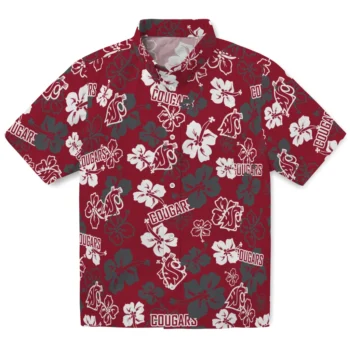 Washington State Cougars Hawaiian Shirt - Tropical Floral Pattern