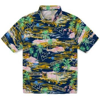 West Virginia Mountaineers Hawaiian Shirt - Tropical Palms