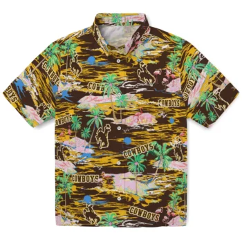 Wyoming Cowboys Hawaiian Shirt - Tropical Palms