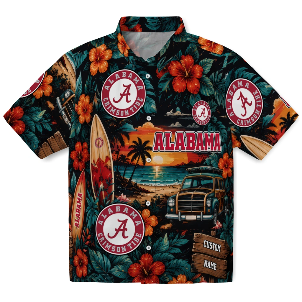 alabama-crimson-tide-hawaiian-shirt-custom-scenic-collage-black-green-best-selling alabama crimson tide hawaiian shirt custom scenic collage black green best selling