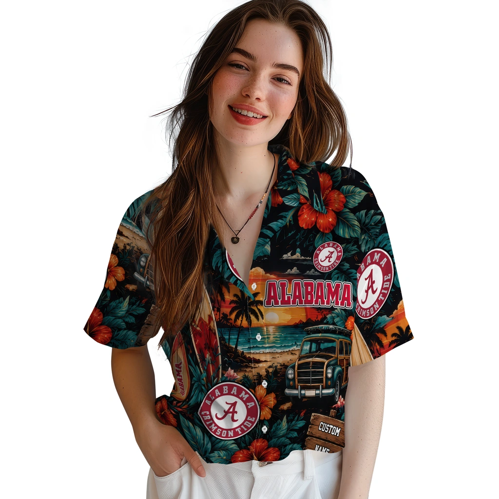 alabama-crimson-tide-hawaiian-shirt-custom-scenic-collage-black-green-latest-model