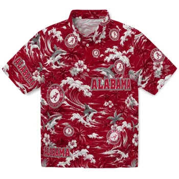 Alabama Crimson Tide Hawaiian Shirt - Customized Wave Florals Crimson
