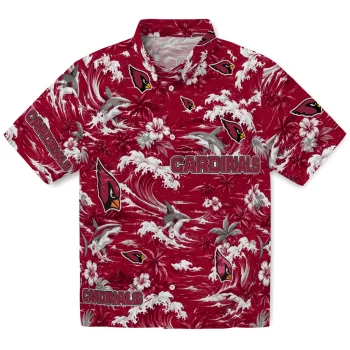Arizona Cardinals Hawaiian Shirt - Personalized Wave Florals Red