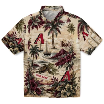 Arizona Diamondbacks Hawaiian Shirt - Custom Island Voyage Red Beige