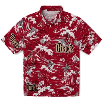 Arizona Diamondbacks Hawaiian Shirt - Personalized Wave Florals Red