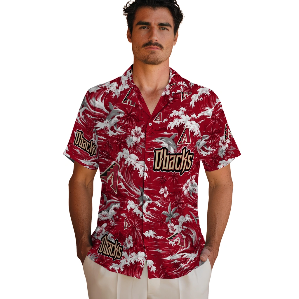 arizona-diamondbacks-hawaiian-shirt-personalized-wave-florals-red-fashion-forward