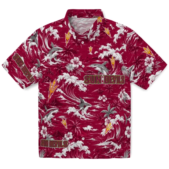 arizona-state-sun-devils-hawaiian-shirt-customized-wave-florals-maroon-best-selling arizona state sun devils hawaiian shirt customized wave florals maroon best selling