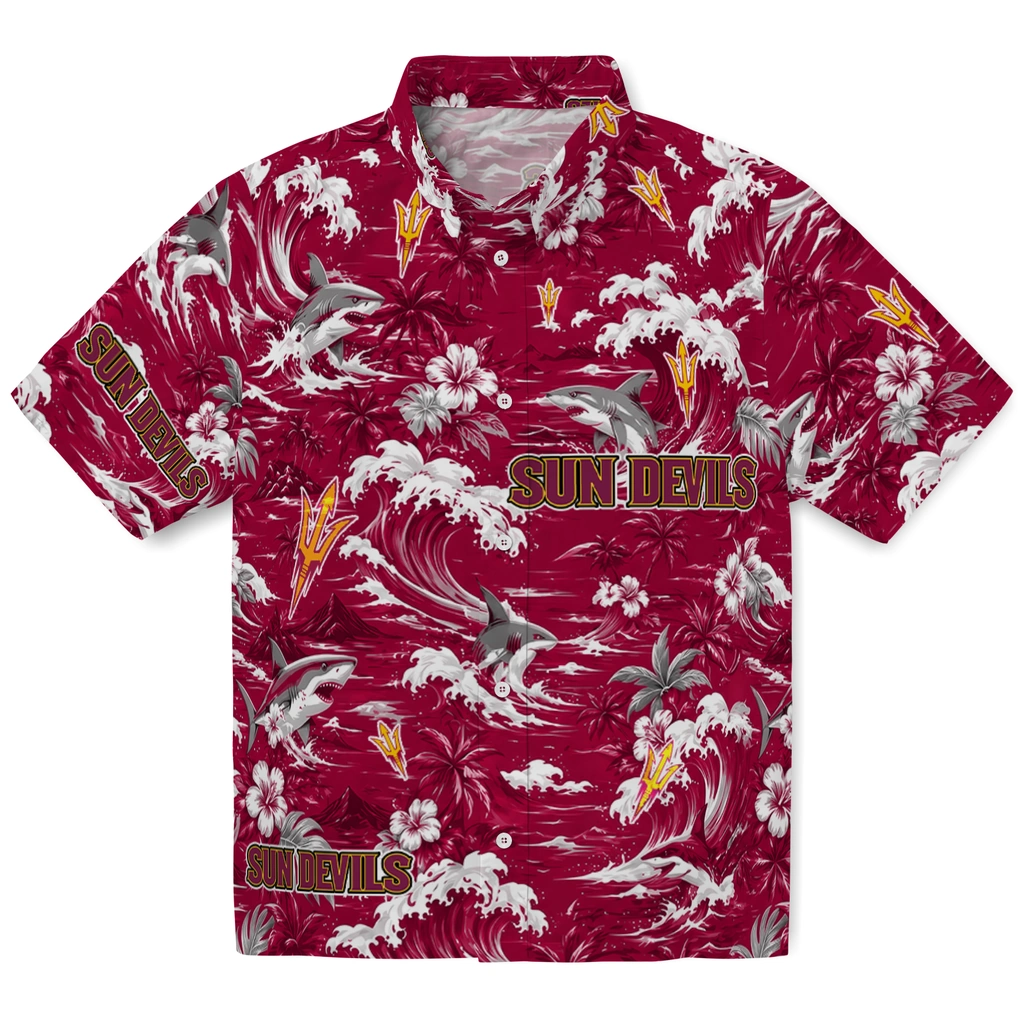 arizona-state-sun-devils-hawaiian-shirt-customized-wave-florals-maroon-best-selling arizona state sun devils hawaiian shirt customized wave florals maroon best selling