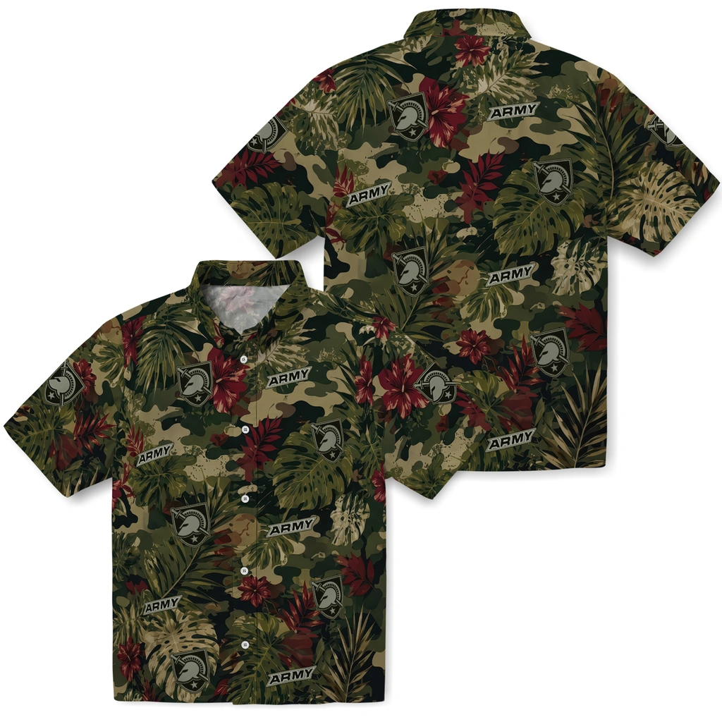 army-black-knights-hawaiian-shirt-custom-foliage-camo-dark-olive-green-high-quality