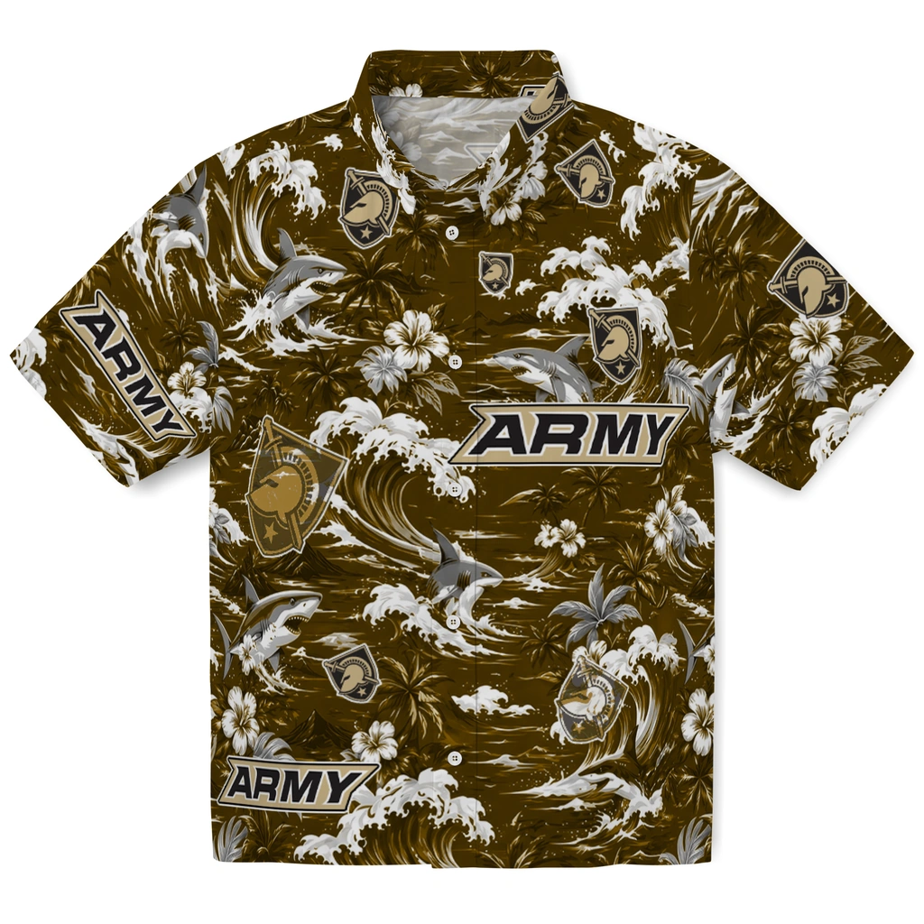 army-black-knights-hawaiian-shirt-custom-wave-florals-gold-best-selling army black knights hawaiian shirt custom wave florals gold best selling
