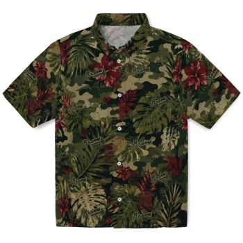 Atlanta Braves Hawaiian Shirt - Custom Foliage Camo Dark Olive Green