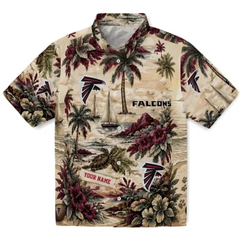 Atlanta Falcons Hawaiian Shirt - Customized Island Voyage Red Beige