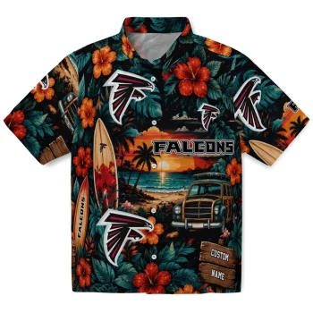 Atlanta Falcons Hawaiian Shirt - Personalized Scenic Collage Black Green