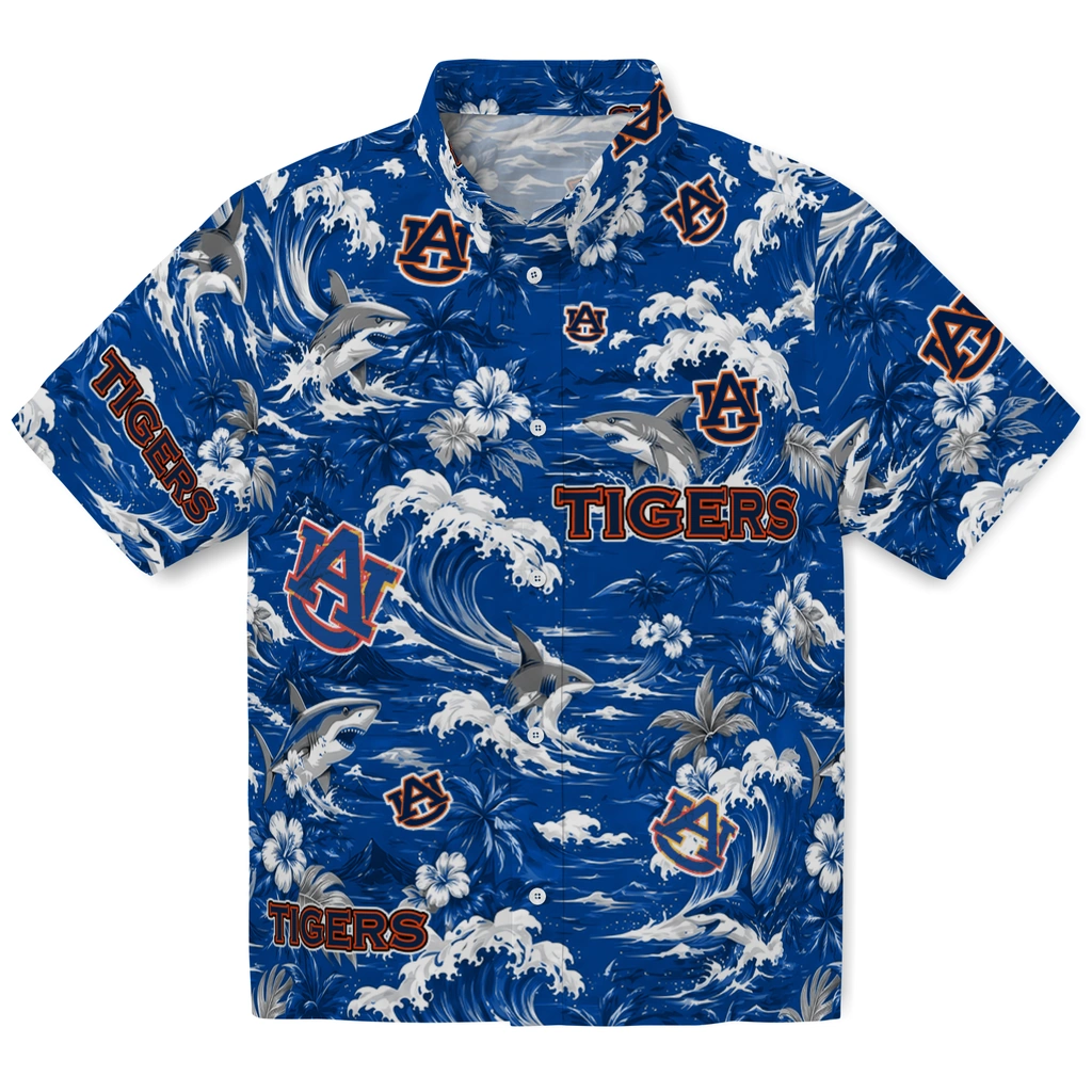 auburn-tigers-hawaiian-shirt-custom-wave-florals-navy-blue-best-selling auburn tigers hawaiian shirt custom wave florals navy blue best selling