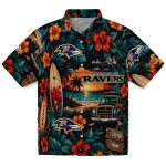 Baltimore Ravens Hawaiian Shirt - Custom Scenic Collage Black Green 1 baltimore-ravens-hawaiian-shirt-custom-scenic-collage-black-green-best-selling