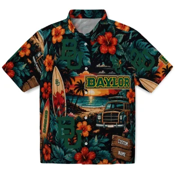 Baylor Bears Hawaiian Shirt - Custom Scenic Collage Black Green