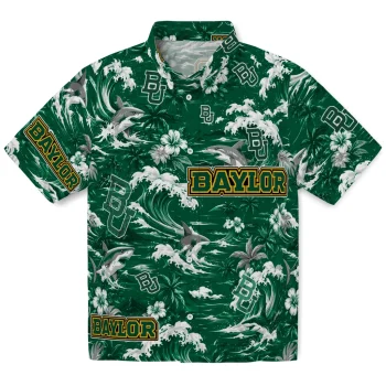 Baylor Bears Hawaiian Shirt - Customized Wave Florals Green