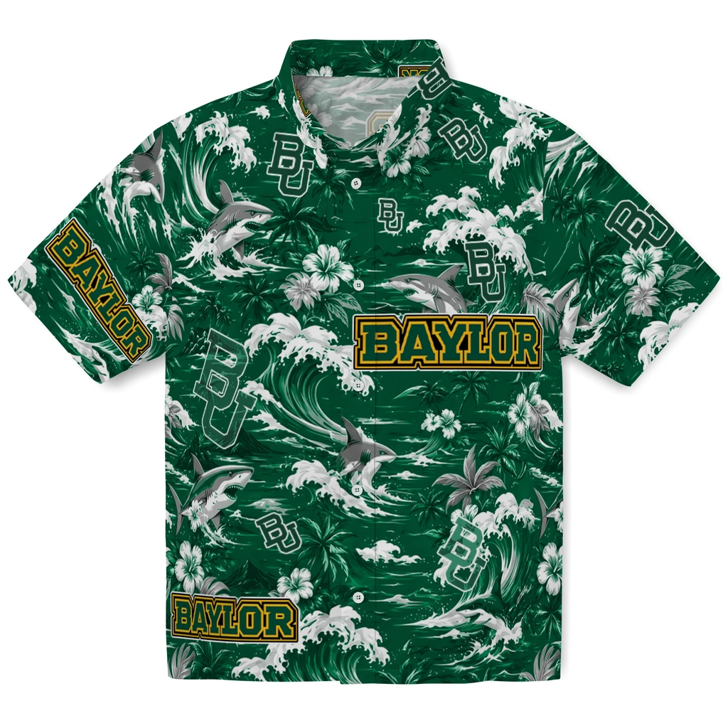 baylor-bears-hawaiian-shirt-customized-wave-florals-green-best-selling baylor bears hawaiian shirt customized wave florals green best selling