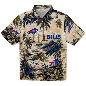 Buffalo Bills Hawaiian Shirt - Custom Island Voyage Blue Beige