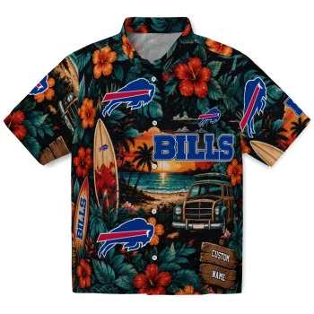 Buffalo Bills Hawaiian Shirt - Customized Scenic Collage Black Green