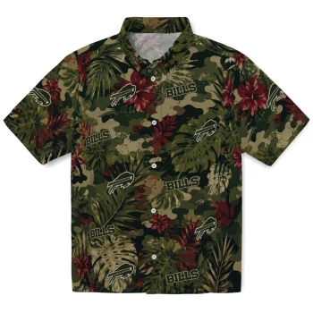Buffalo Bills Hawaiian Shirt - Personalized Foliage Camo Dark Olive Green