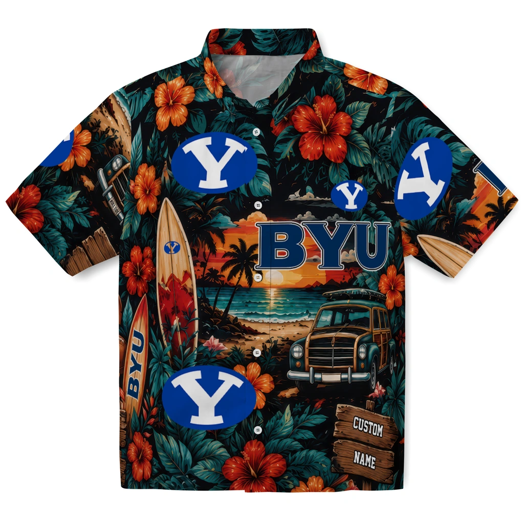 byu-cougars-hawaiian-shirt-personalized-scenic-collage-black-green-best-selling byu cougars hawaiian shirt personalized scenic collage black green best selling
