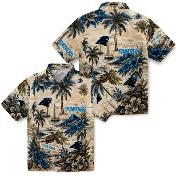 carolina-panthers-hawaiian-shirt-customized-island-voyage-blue-beige-high-quality