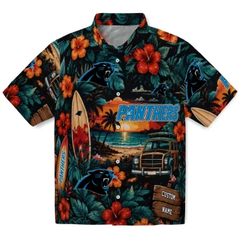 Carolina Panthers Hawaiian Shirt - Personalized Scenic Collage Black Green