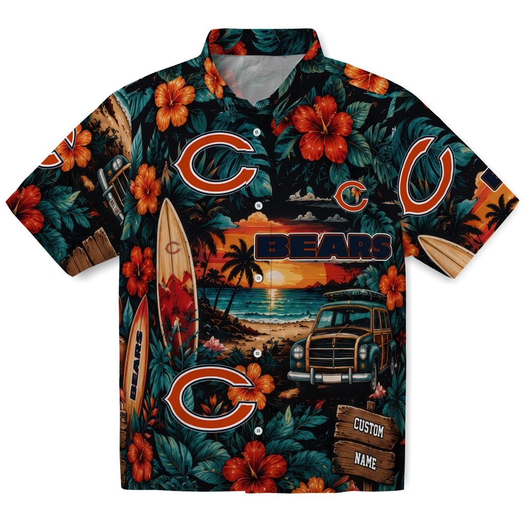 chicago-bears-hawaiian-shirt-custom-scenic-collage-black-green-best-selling chicago bears hawaiian shirt custom scenic collage black green best selling