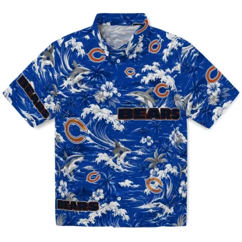 Chicago Bears Hawaiian Shirt - Customized Wave Florals Blue