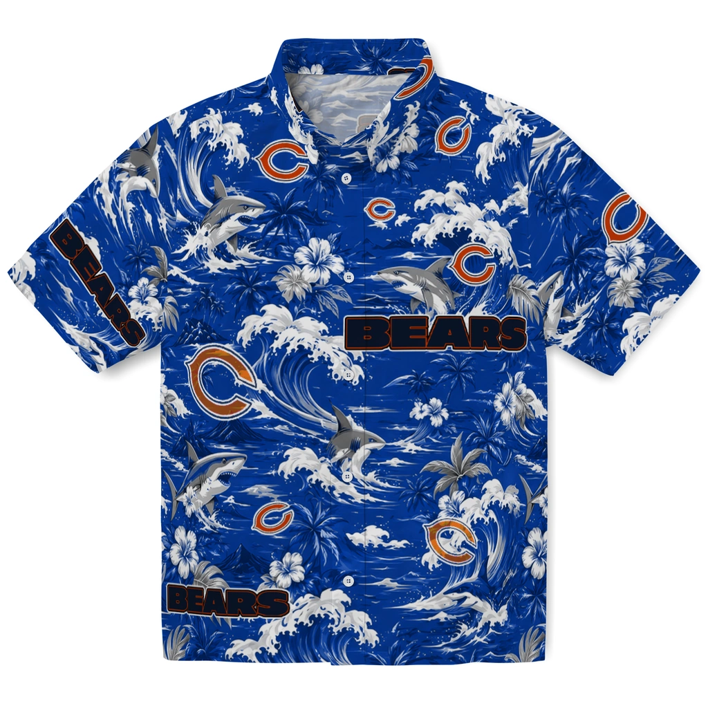 chicago-bears-hawaiian-shirt-customized-wave-florals-blue-best-selling chicago bears hawaiian shirt customized wave florals blue best selling