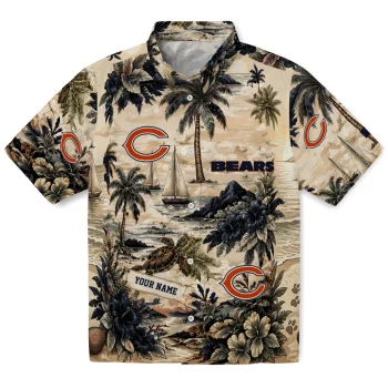 Chicago Bears Hawaiian Shirt - Personalized Island Voyage Blue Beige