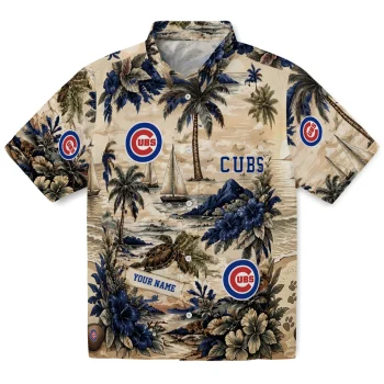 Chicago Cubs Hawaiian Shirt - Customized Island Voyage Blue Beige