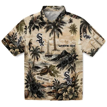 Chicago White Sox Hawaiian Shirt - Personalized Island Voyage Black Beige