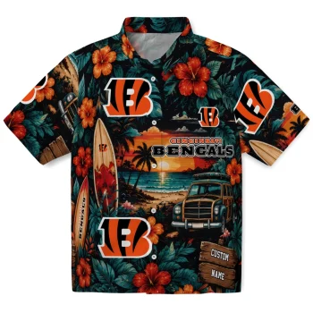 Cincinnati Bengals Hawaiian Shirt - Customized Scenic Collage Black Green